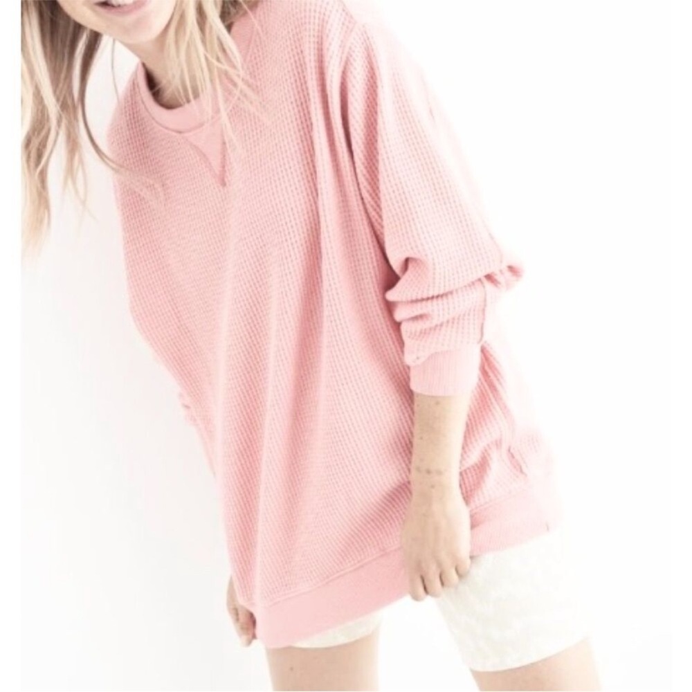 AERIE | blush pink waffle knit oversized shirt/sweatshirt